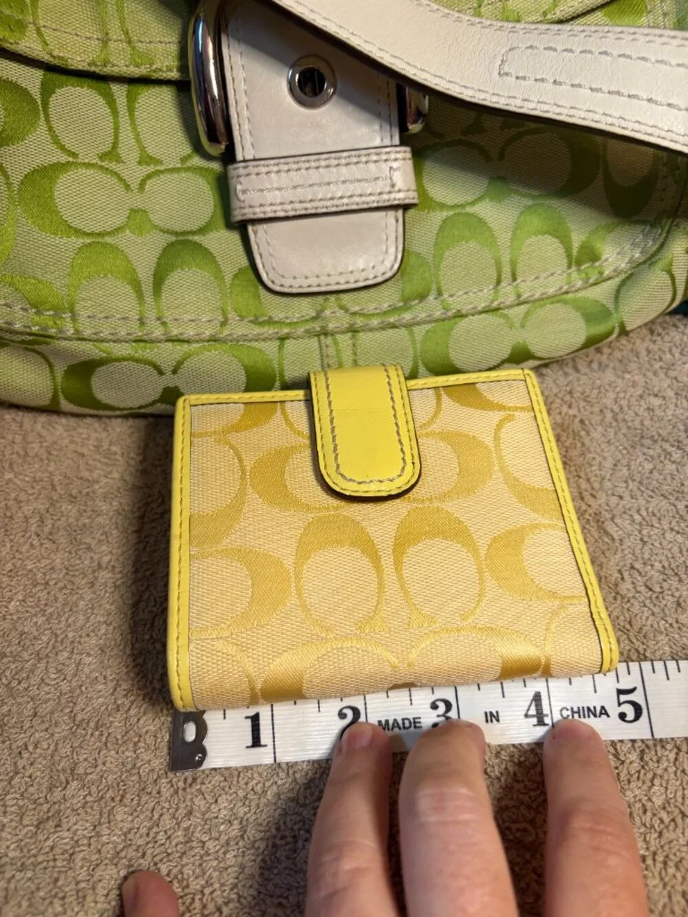 Vintage Coach Soho Signature Flap Bag in Lime Green (HTF, rare)